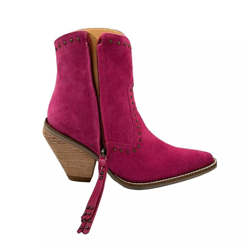 Dingo Classy N Sassy Women's Western Boot Size 8.5 Fuchsia Suede Upper Side Zip - Picture 7 of 13
